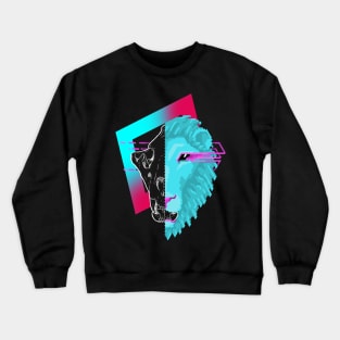 New Retro Wave Lion Skull Pixelart Crewneck Sweatshirt